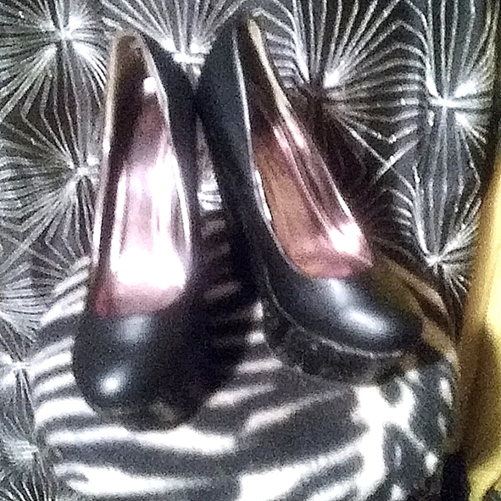 Black faux leather Wedge heel with detail heel design